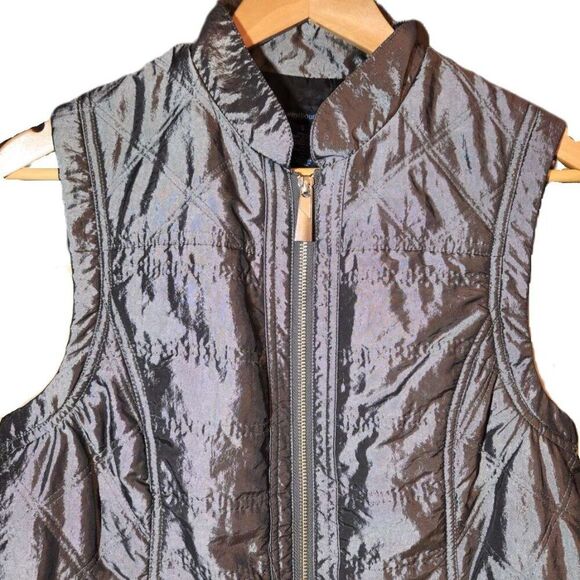 Westbound padded vest Women's small Silver gray pockets zipper Fall winter shiny - Picture 3 of 12